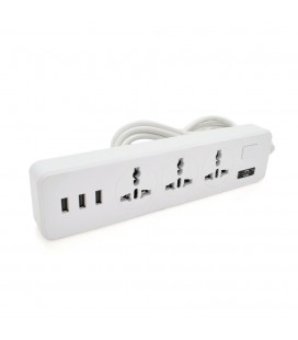 Мережевий фільтр ТВ-Т13, 3 розетки + 3 USB, 2 м, перетин 3х0,75мм, 2500W, White, Box