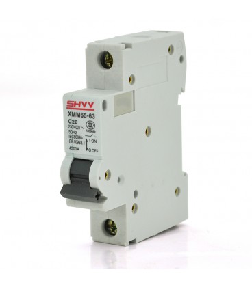 Автоматичний вимикач змінного струму  SHYY XMM65-63 1P C20, 230/400V