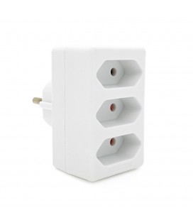 Розетка тройник без заземления SQ-ZDB01/3, 3x2.5A(10A) 250V~Max, 1700W, White, 2Р, Q100
