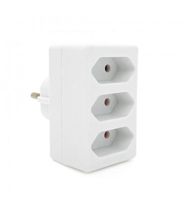 Розетка тройник без заземления SQ-ZDB01/3, 3x2.5A(10A) 250V~Max, 1700W, White, 2Р, Q100