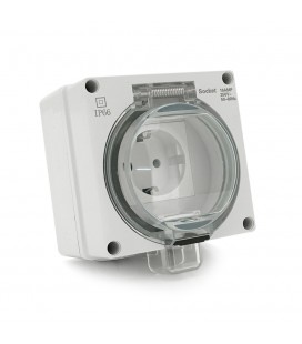 Розетка із заземленням зовнішнього монтажу, водонепроникна, IP66, AC:110-250, 16A, White