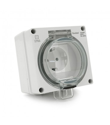 Розетка с заземлением наружного монтажа, водонепроницаемая, IP66, AC:110-250, 16A, White