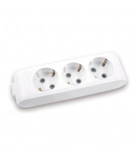 Колодка Panasonic X-tendia с заземлением 3 гнезда, с защитными шторками, серая