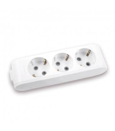 Колодка Panasonic X-tendia із заземленням 3 гнізда, з захистними шторками, сіра