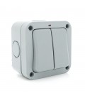 Вимикач подвійний зовнішнього монтажу, водонепроникний, IP66, AC: 110-250V, 10A, White