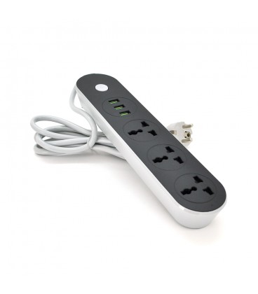 Сетевой фильтр ТВ-Т56, 3 розетки + 3 USB, 2 м, сечение 3х0,75мм, 2500W, Black, Box