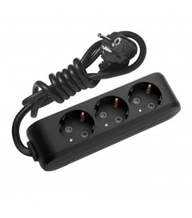 Удлинитель Panasonic X-tendia с заземлением 3 гнезда, 2 м, с защитными шторками, черный