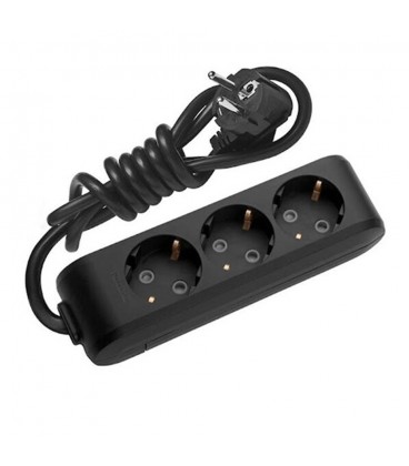 Подовжувач Panasonic X-tendia із заземленням 3 гнізда, 2 м, з захистними шторками, чорний