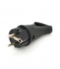 Вилка Євро із заземленням кутова з кільцем, розбірна, каучук,Premium, IP44, 16А 220V, колір чорний, Q30