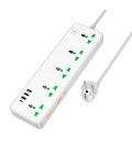 Мережевий фільтр HOCO AC13A на 5 розеток + 3 USB + USB-C, 17W, 220В, кабель 1,5м, White, Box