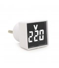 Цифровий вольтметр в розетку LED-102W, діапазон вимірів 50-380V, White, 30х30х52мм