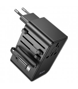 Сетевой фильтр HOCO AC18A на 1 розетку + 2 USB+ USB-C, 35W, кабель 1,5м, 220В, Black, Box