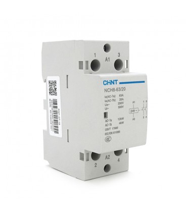 Контактор CHINT NCH8-63/20 AC24V,63А, 12kW, 2NO, на DIN-рейку, 85*65,5*36мм