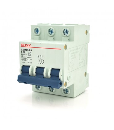 Автоматический выключатель переменного тока SHYY XMM65-63 3P C50, 230/400V