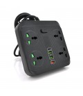 Мережевий фільтр TB-Т18, 4 розетки + 2 USB + PD, 2 м, перетин 3х0,75мм, 3000W, Black, Box