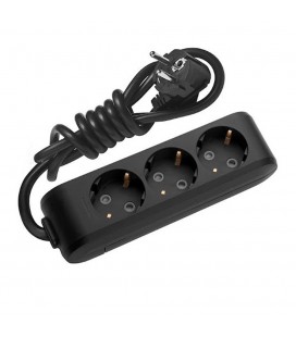 Удлинитель Panasonic X-tendia с заземлением 3 гнезда, 3 м, с защитными шторками, черный