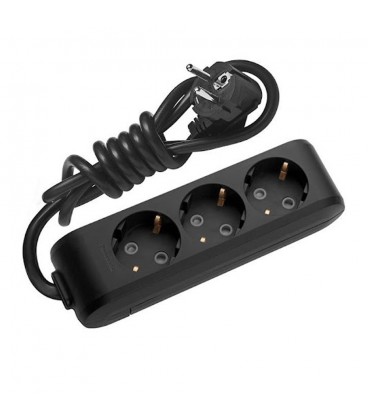 Подовжувач Panasonic X-tendia із заземленням 3 гнізда, 3 м, з захистними шторками, чорний