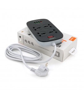 Сетевой фильтр LDNIO SC4407, 4 Розетки + 4 USB, 2 м, сечение 3х0,75мм, White, Box