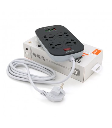 Сетевой фильтр LDNIO SC4407, 4 Розетки + 4 USB, 2 м, сечение 3х0,75мм, White, Box