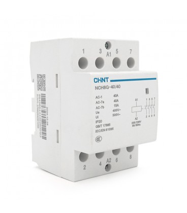 Контактор CHINT NCH8-40/40 220V,40А, 26kW, 4NO, на DIN-рейку, 85*65,5*54мм