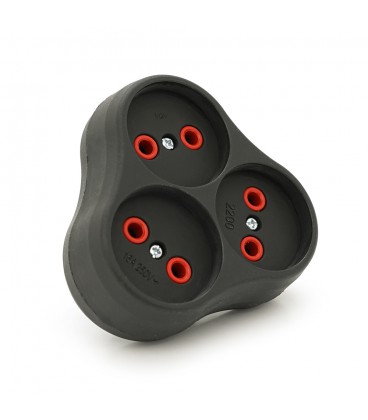 Розетка трійник без заземлення AK303B, Black, Q12