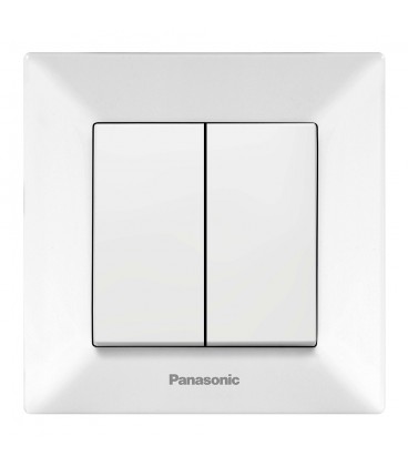 Вимикач Panasonic Arkedia Slim двоклавішний, білий