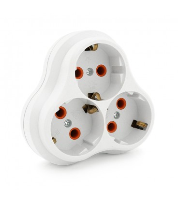 Розетка трійник з заземленням AK303, White, Q10