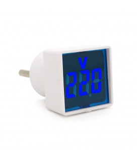 Цифровой вольтметр в розетку LED-102Bl, диапазон измерений 50-380V, Blue, 30х30х52мм