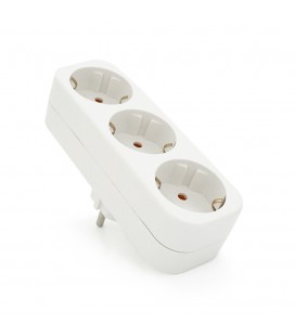Розетка трійник з заземленням A303, White, Q10