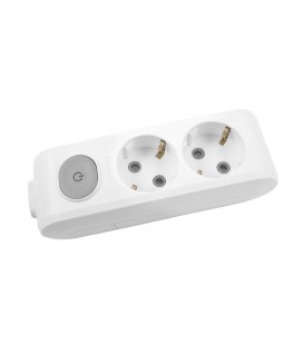 Колодка Panasonic X-tendia с заземлением 2 гнезда, с защитными шторками,с выключателем, серая