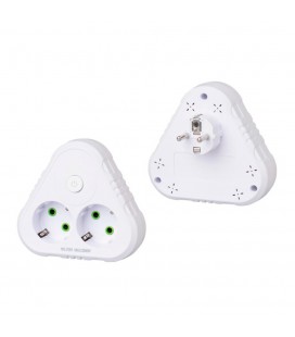 Розетка двойник с заземлением F201-White с выключателем, 2 розетки, 2500W, 10A, 110-250V~Max, Blister