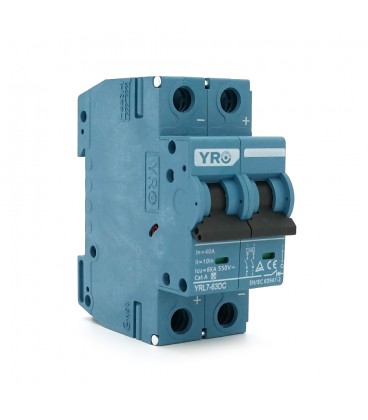 Автоматичний вимикач постійного струму YRO YRL7-63DC 2P 40A DC550V 6kA, DIN, 80*36*44.8mm