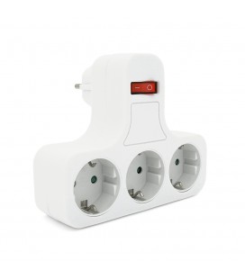 Розетка тройник с выключателем, заземлением SQ-GZBK-01/03Q, 3x16A 250V~Max, 3500W, White, Q50