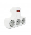Розетка трійник з вимикачем, заземленням SQ-GZBK-01/03Q, 3x16A 250V~Max, 3500W, White, Q50