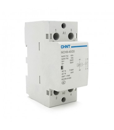 Контактор CHINT NCH8-40/20 AC24V,40А, 7.5kW, 2NO, на DIN-рейку, 85*65,5*36мм