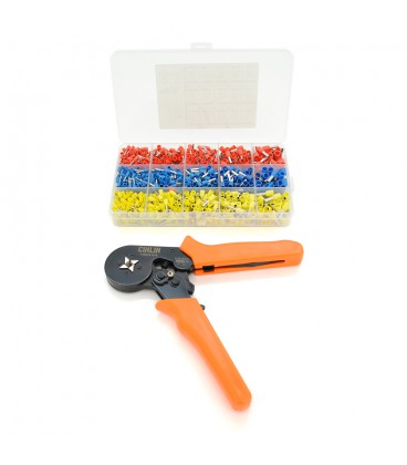 Крімпер CINLINELE HCS8 6-4 для обтиску кабельного накінечника, orange + набір кабельних наконечників (VE0508,VE1508,VE1008,VE400