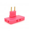 Трійник + перехідник 3 in 1, UK/US-EU, 220В, 10А, поворотний 180 °, Pink