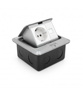 Розетка выдвижная с заземлением J02L, 1 Shuko + 1RJ-45, Input: AC 100-250V 13A, White