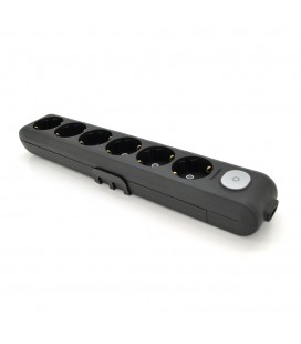 Колодка Panasonic X-tendia із заземленням 6 гнізд, з захистними шторками, з вимикачем, чорна