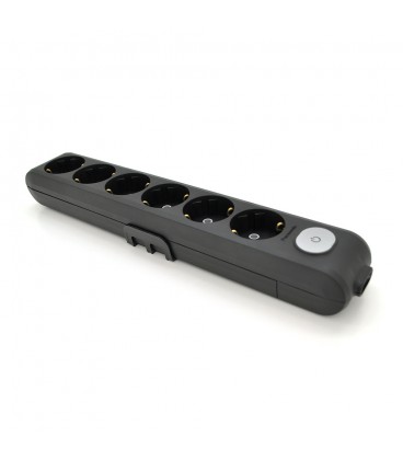 Колодка Panasonic X-tendia із заземленням 6 гнізд, з захистними шторками, з вимикачем, чорна