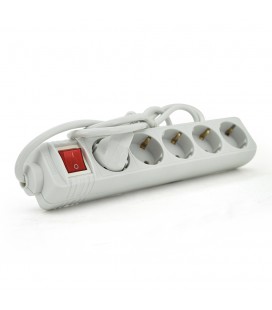 Мережевий подовжувач EUROPOWER EPW515, 220В/10А, 2,5 КВт, 5 розеток, 1,5 м, перетин 3х0,75мм, білий, з перемикачем, пакет Q50