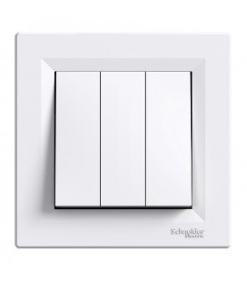 Выключатель трехклавишный Schneider Asfora, Белый