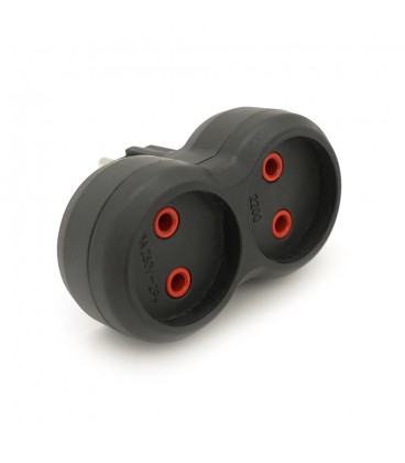 Розетка двійник без заземлення A202В, 2Р, 10А Black, Q15