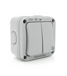 Вимикач подвійний зовнішнього монтажу SL-2, водонепроникний, IP66, AC: 110-250V, 10A, White