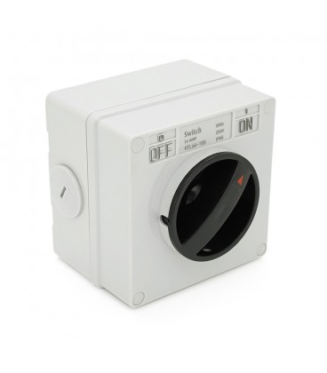 Вимикач зовнішнього монтажу, двосторонній висновок, IP65, AC:250V, 16A, Grey