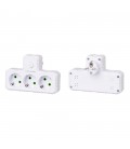 Розетка трійник Т-подібний із заземленням F301-White, 3 розетки, 2500W, 10A, 110-250V~Max, Blister