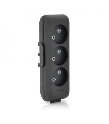 Колодка Panasonic X-tendia 3 гнізда, з захистними шторками, чорна
