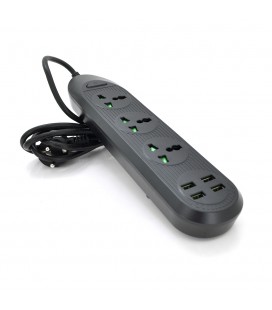 Мережевий фільтр ТВ-Т16mini, 3 розетки + 4 USB, 2 м, перетин 3х0,75мм, 3000W, Black, Box