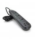 Мережевий фільтр ТВ-Т16mini, 3 розетки + 4 USB, 2 м, перетин 3х0,75мм, 3000W, Black, Box