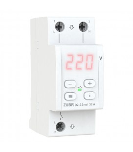 Защитное реле напряжения однофазное D2-32 на DIN-рейку, 32А, 7000ВА, 120-280В, двухмодульное с индикатором напряжения (Красный)